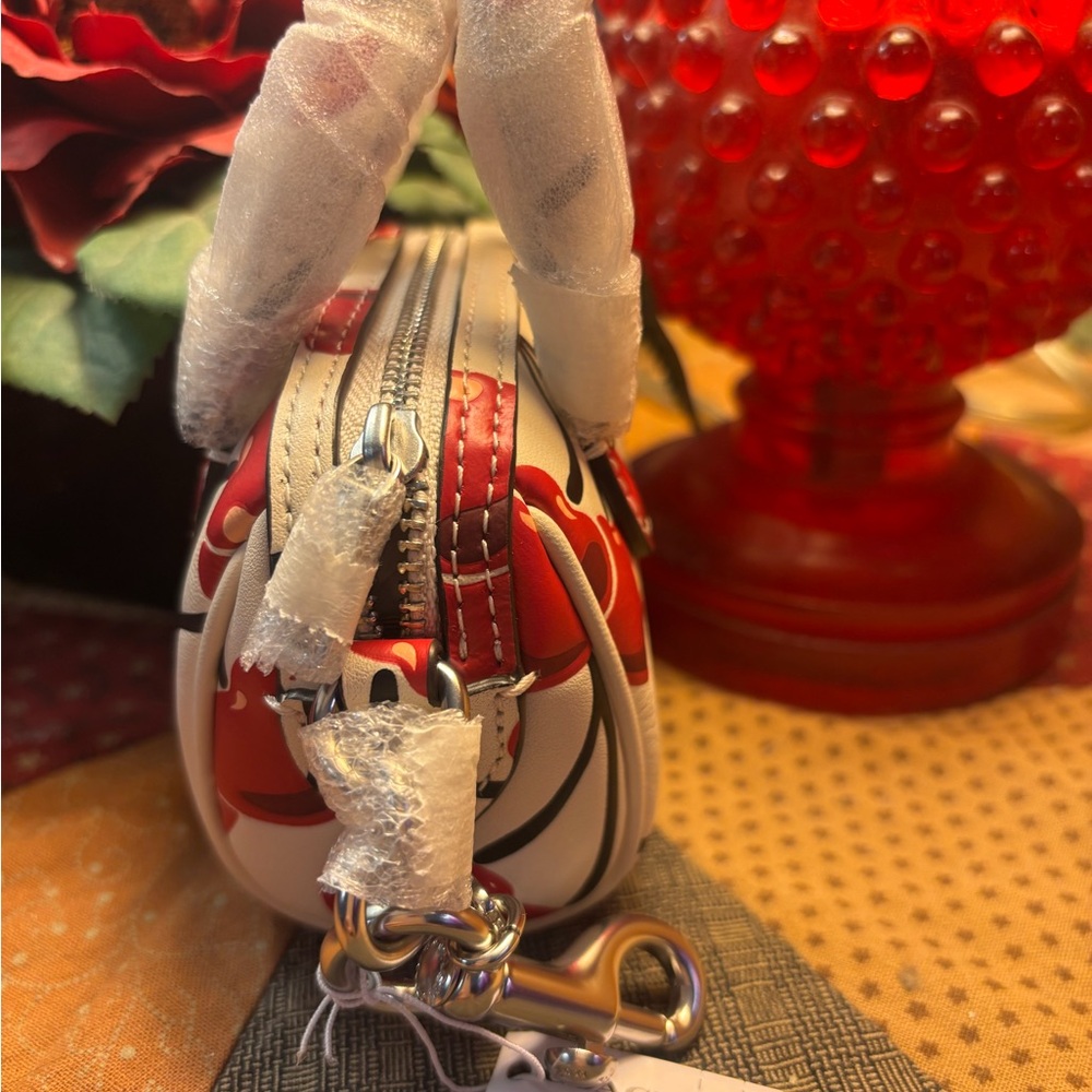 Coach Mini Rowan Bag Charm/Key FOB w/Cherry Print/ NO OFFERS - Picture 3 of 5